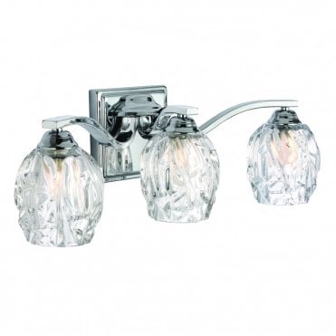 3 Light Above Mirror Light Chrome and Clear Glass