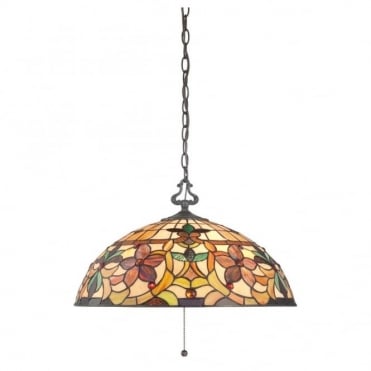 Ceiling Pendant With 3 Lights with Tiffany Glass