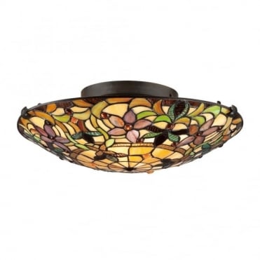 Flush Mount with Tiffany Glass