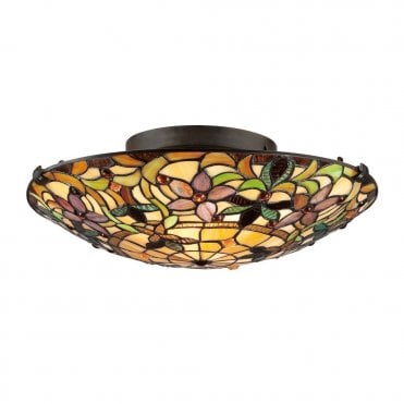 KAMI - Flush Mount with Tiffany Glass