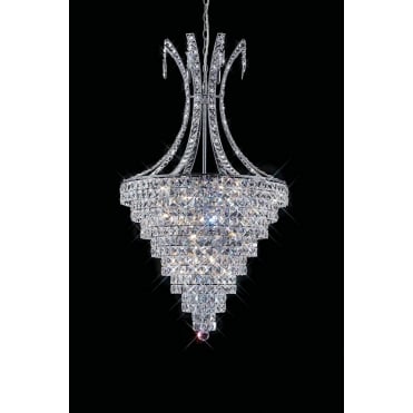 Pendant 10 Light E14 Polished Chrome/Crystal