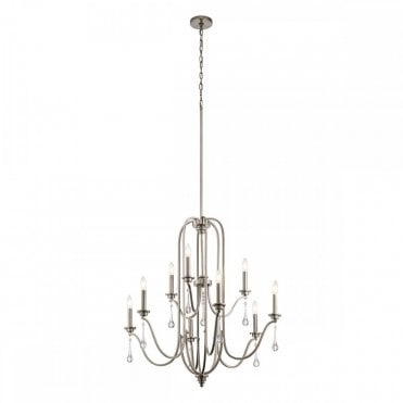 9 light pewter chandelier with crystals