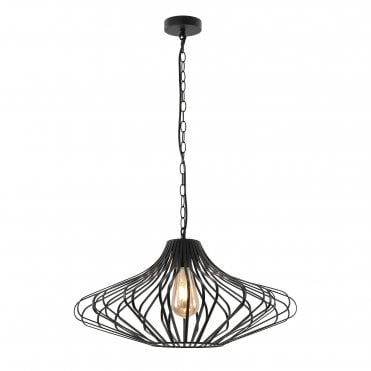 KELSEY Cage Ceiling Pendant in Matte Black and Satin Nickel