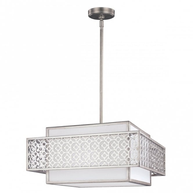KENNEY 3 Light Ceiling Pendant White and Sunrise Silver