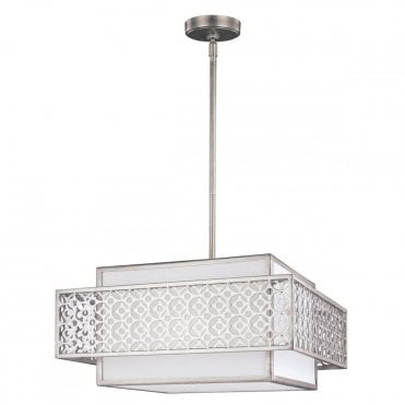 KENNEY 3 Light Ceiling Pendant White and Sunrise Silver