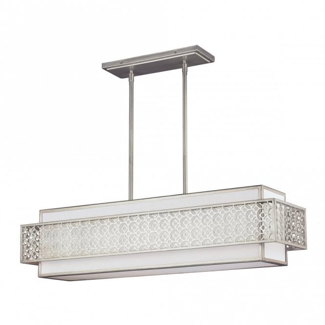 KENNEY 5 Light Island Ceiling Pendant Bar Chandelier Silver and White