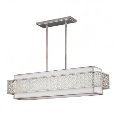 KENNEY 5 Light Island Ceiling Pendant Bar Chandelier Silver and White
