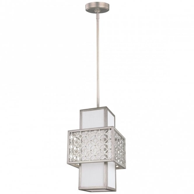 KENNEY Modern Ceiling Pendant White Sunrise Silver Fretwork
