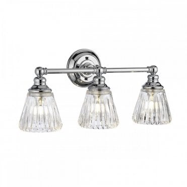 3 Light Wall Light Chrome For Bathrooms IP44 Rated