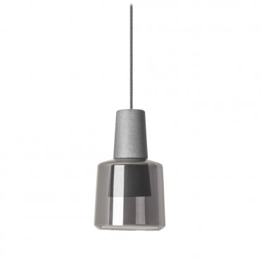 KHOI - Concrete Grey LED Ceiling Pendant Smoky Glass