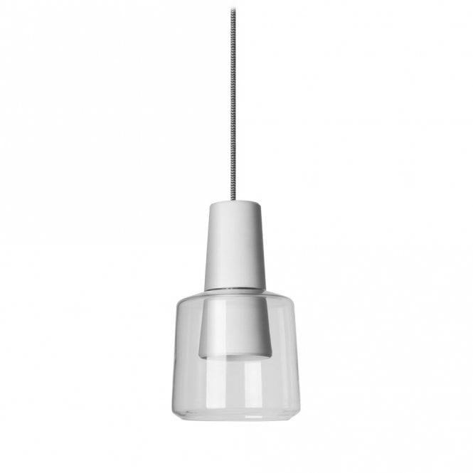 KHOI - LED Ceiling Pendant in Matte White and Clear Glass