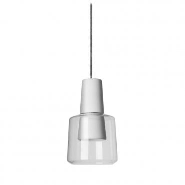 KHOI - LED Ceiling Pendant in Matte White and Clear Glass