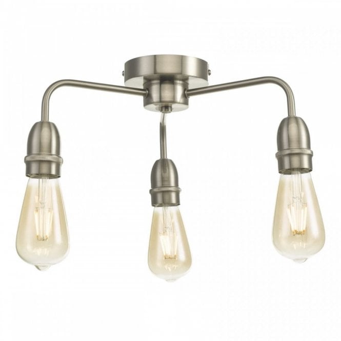 KIEFER 3 Light Flush Ceiling Light Satin Chrome