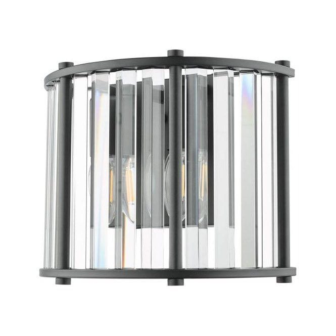 Kiran 2 Light Wall Light - Satin Black and Crystal