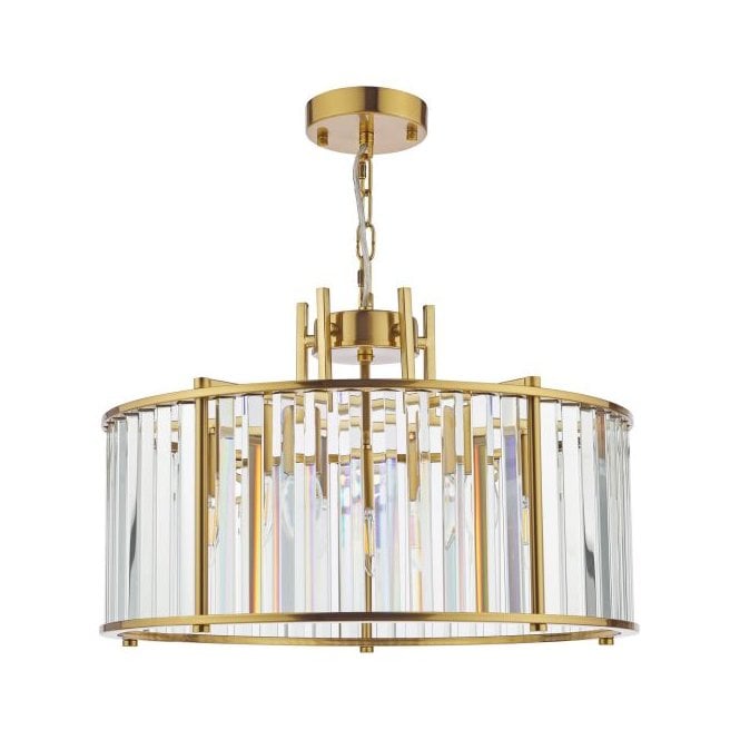 Kiran 5 Light Pendant - Natural Brass and Crystal