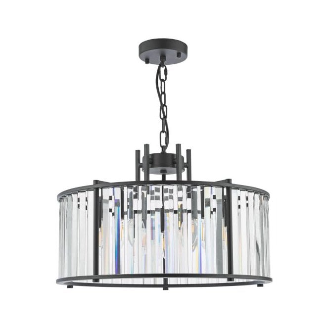 Kiran 5 Light Pendant - Satin Black and Crystal