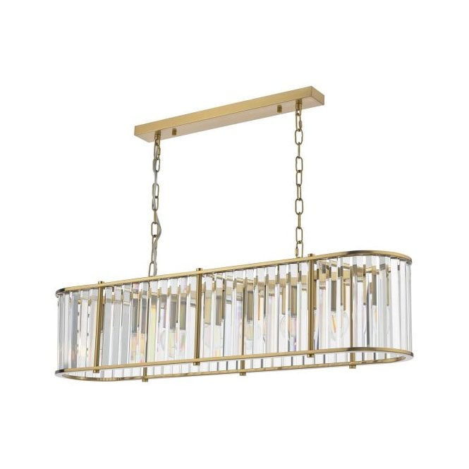 Kiran 7 Light Bar Pendant - Natural Brass and Crystal