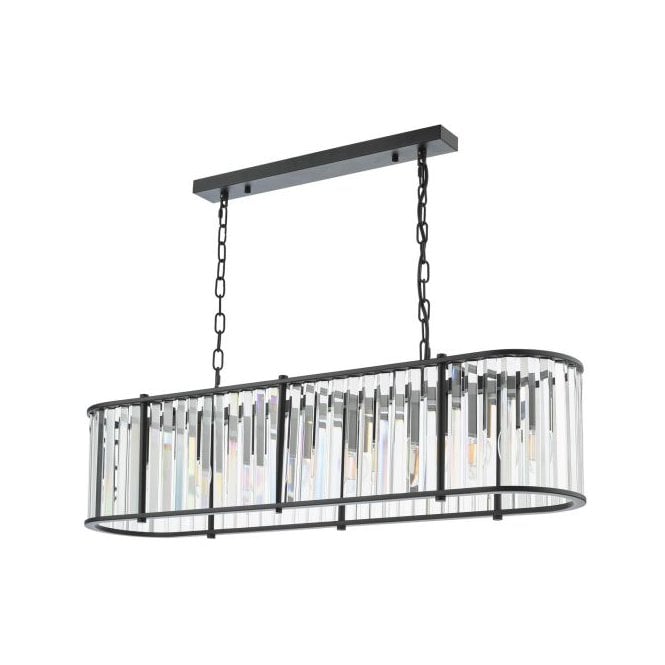 Kiran 7 Light Bar Pendant - Satin Black and Crystal