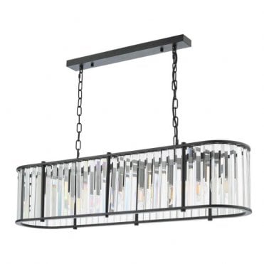 Kiran 7 Light Bar Pendant - Satin Black and Crystal