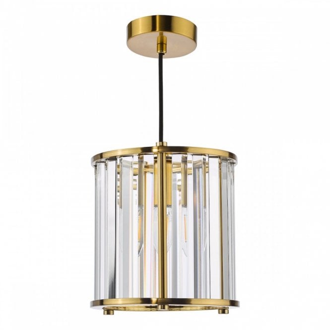 Kiran Ceiling Pendant - Natural Brass and Crystal
