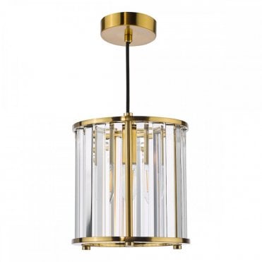 Kiran Ceiling Pendant - Natural Brass and Crystal