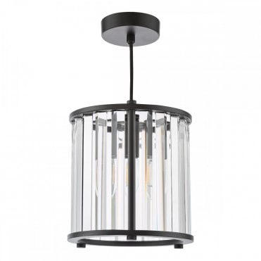 Kiran Ceiling Pendant - Satin Black and Crystal