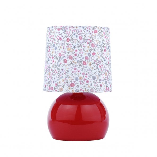 Knowlton Table Lamp - Pink Crackle Glaze with Floral Shade
