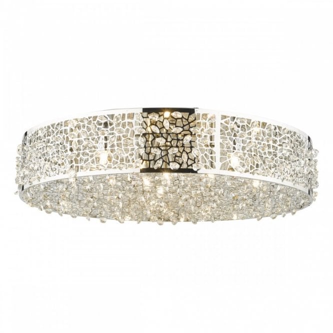 KOTARO Modern Flush Ceiling Light Polished Chrome & Crystal