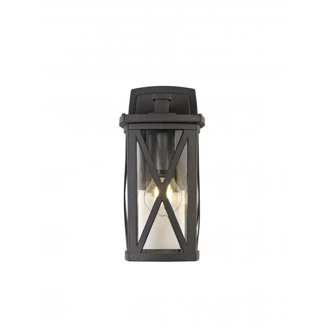 KRYSS Down Criss Cross Wall Lamp, IP54, Anthracite Clear Glass,