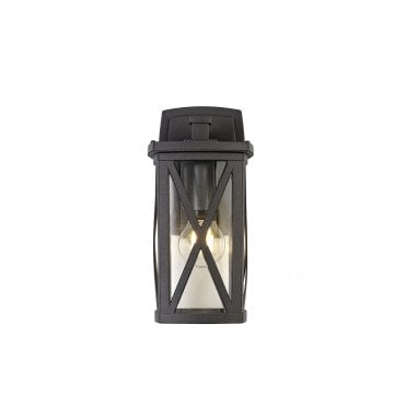 KRYSS Down Criss Cross Wall Lamp, IP54, Anthracite Clear Glass,