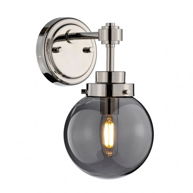 KULA Wall Light in Nickel Finish with Smokey Glass shade