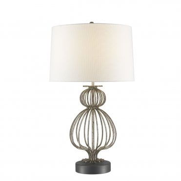 Cage Style Table Lamp Distressed Silver
