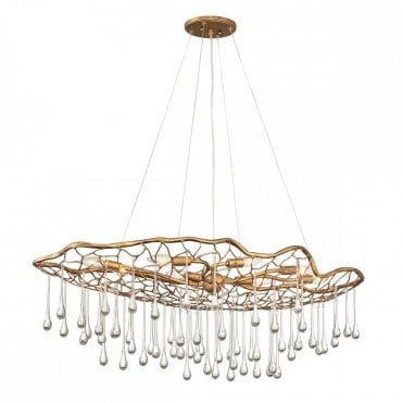 8 light pendant chandelier in gold crystal