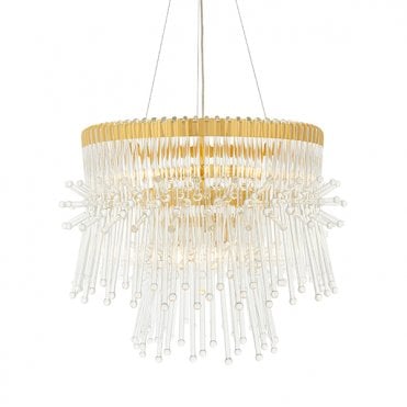 Gold Plated Chandelier With Glass Rods