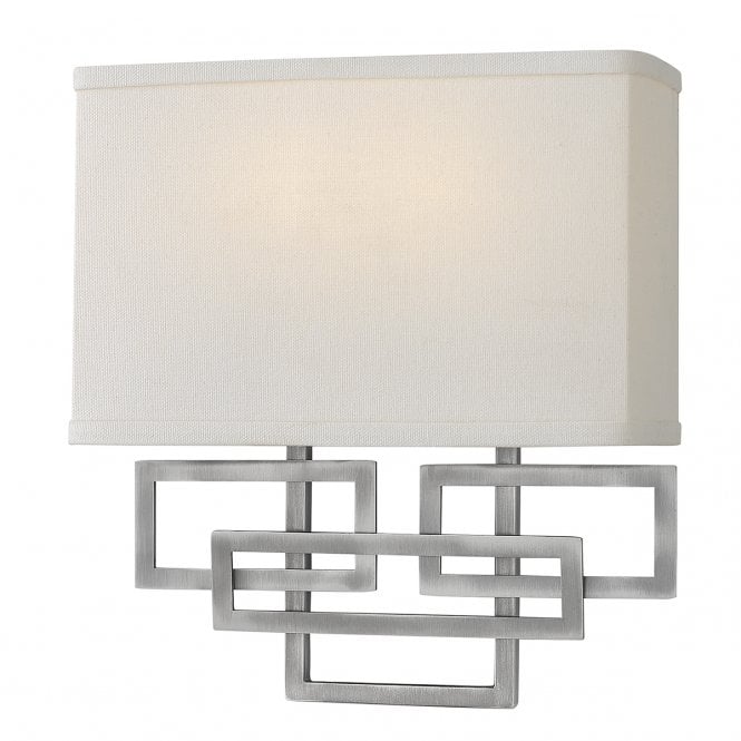 LANZA 2 Light Art Deco Wall Light Antique Nickel with Rectangular Shade