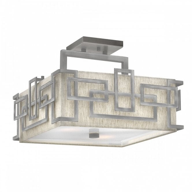 LANZA Art Deco Semi Flush Ceiling Mount Antique Nickel
