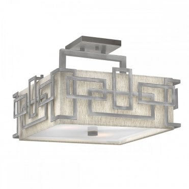 LANZA Art Deco Semi Flush Ceiling Mount Antique Nickel
