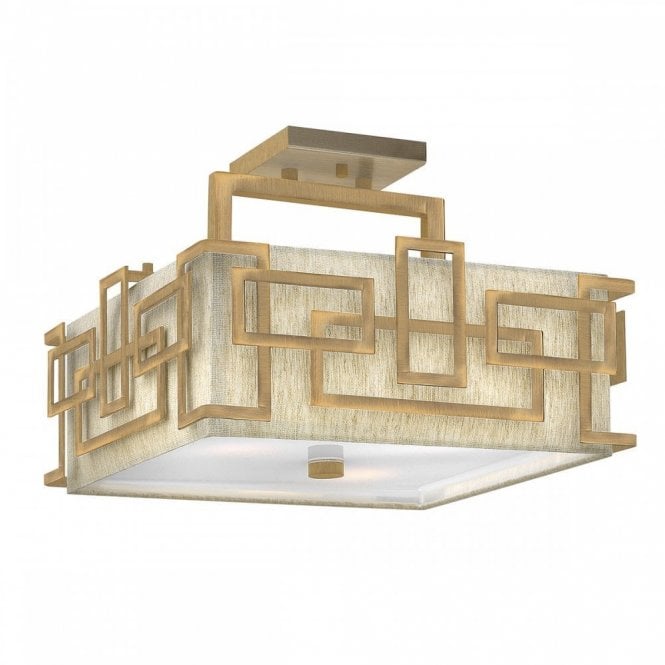 LANZA Art Deco Semi Flush Ceiling Mount Brushed Bronze