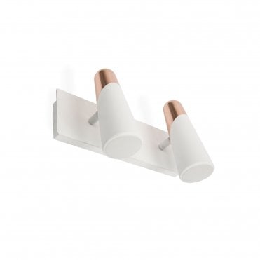 LAO Modern LED 2 Light Spotlight Wall Light White and Copper