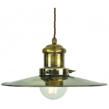 LARGE - Edison Ceiling Pendant Antique Brass C/W Lb3 Bulbs