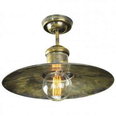 LARGE - Edison Flush Ceiling Antique Brass C/W Lb3 Bulbs
