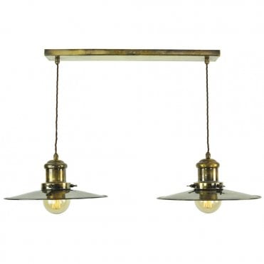 LARGE - Edison Twin Ceiling Pendant Antique Brass C/W Lb3 Bulbs