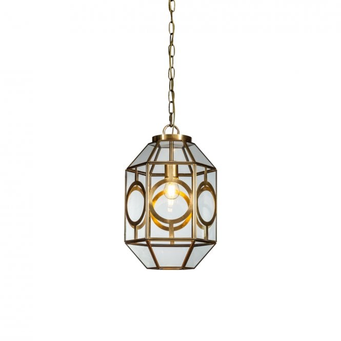 LATIMER Ceiling Pendant Light Brass Rectangle & Trapezoid Pendant Small