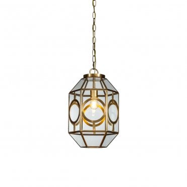 LATIMER Ceiling Pendant Light Brass Rectangle & Trapezoid Pendant Small