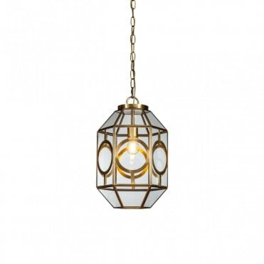 LATIMER Ceiling Pendant Light Brass Rectangle & Trapezoid Pendant Small