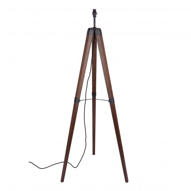  BURDALE Tripod Floor Lamp Dark Wood & Industrial Brass Base Only