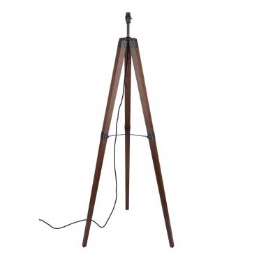 LAURA ASHLEY BURDALE Tripod Floor Lamp Dark Wood & Industrial Brass Base Only