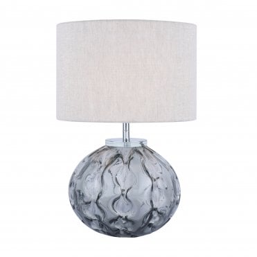 LAURA ASHLEY ELDERDALE Table Lamp With Smoked Glass & Polished Chrome With Shade