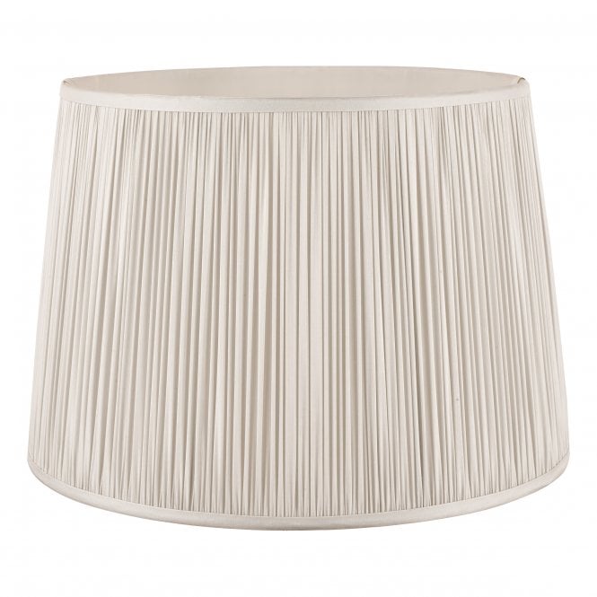  HEMSLEY Pleated Silk Empire Drum Shade Silver 35cm/14 Inch