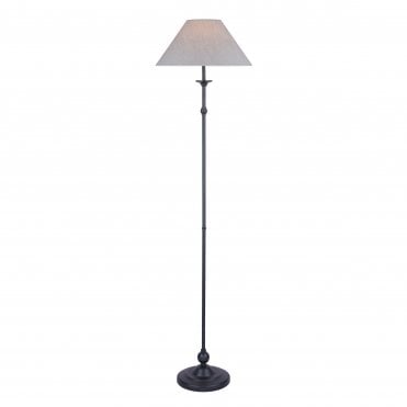 Laura Ashley LUDCHURCH Floor Lamp Industrial Black With Shade switched on